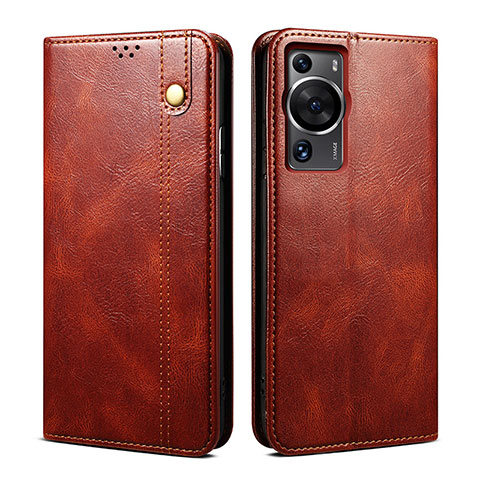 Funda de Cuero Cartera con Soporte Carcasa B01S para Huawei P60 Pro Marron