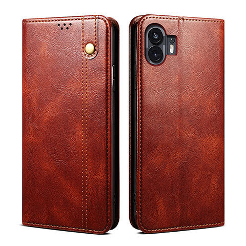 Funda de Cuero Cartera con Soporte Carcasa B01S para Nothing Phone 2 Marron