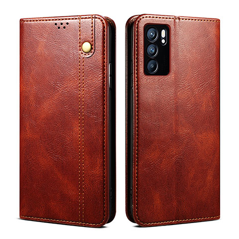 Funda de Cuero Cartera con Soporte Carcasa B01S para Oppo Reno6 5G Marron