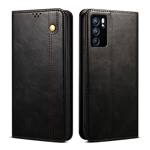 Funda de Cuero Cartera con Soporte Carcasa B01S para Oppo Reno6 5G Negro