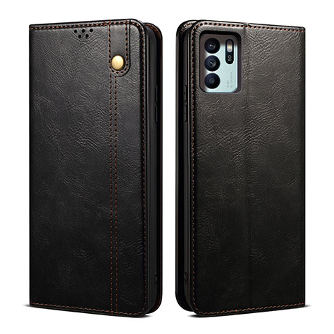 Funda de Cuero Cartera con Soporte Carcasa B01S para Oppo Reno6 Z 5G Negro