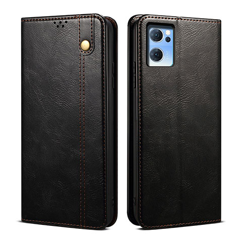 Funda de Cuero Cartera con Soporte Carcasa B01S para Oppo Reno7 SE 5G Negro