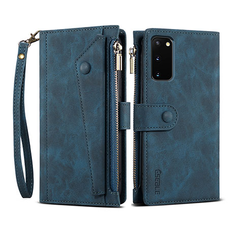 Funda de Cuero Cartera con Soporte Carcasa B01S para Samsung Galaxy S20 5G Azul