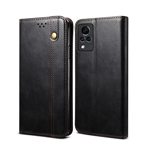 Funda de Cuero Cartera con Soporte Carcasa B01S para Vivo V21s 5G Negro