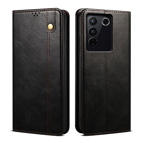 Funda de Cuero Cartera con Soporte Carcasa B01S para Vivo V27 Pro 5G Negro