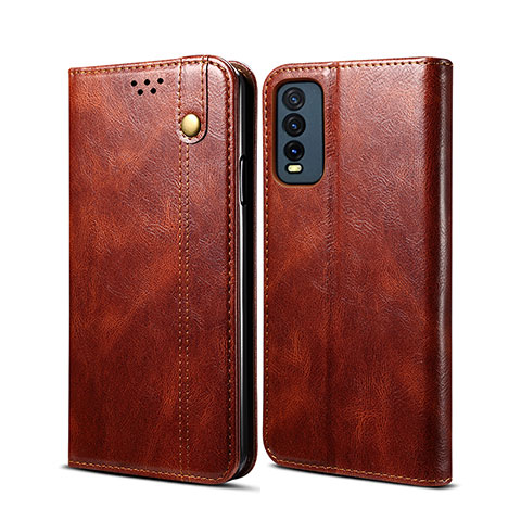 Funda de Cuero Cartera con Soporte Carcasa B01S para Vivo Y12A Marron