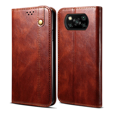 Funda de Cuero Cartera con Soporte Carcasa B01S para Xiaomi Poco X3 Pro Marron