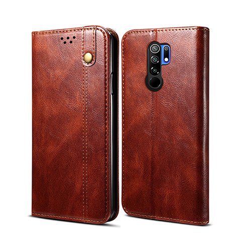 Funda de Cuero Cartera con Soporte Carcasa B01S para Xiaomi Redmi 9 Marron