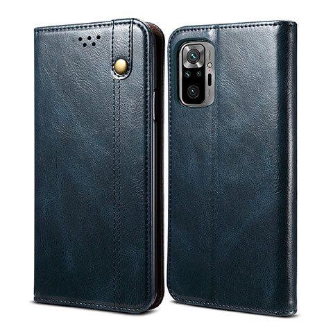 Funda de Cuero Cartera con Soporte Carcasa B01S para Xiaomi Redmi Note 10 4G Azul