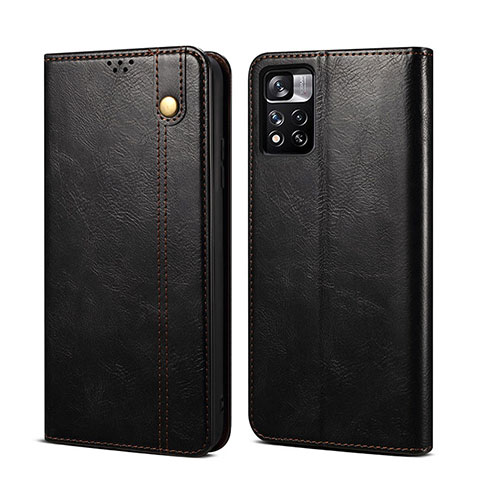 Funda de Cuero Cartera con Soporte Carcasa B01S para Xiaomi Redmi Note 11 5G Negro