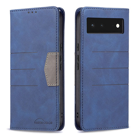 Funda de Cuero Cartera con Soporte Carcasa B02F para Google Pixel 6 5G Azul