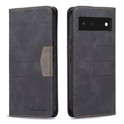 Funda de Cuero Cartera con Soporte Carcasa B02F para Google Pixel 6 5G Negro