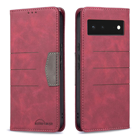 Funda de Cuero Cartera con Soporte Carcasa B02F para Google Pixel 6 5G Rojo