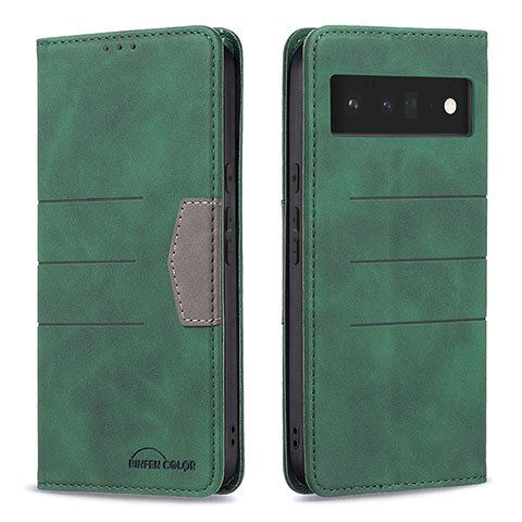 Funda de Cuero Cartera con Soporte Carcasa B02F para Google Pixel 6 Pro 5G Verde