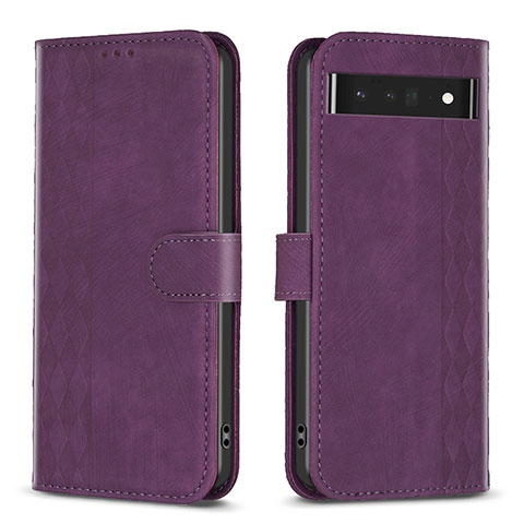 Funda de Cuero Cartera con Soporte Carcasa B02F para Google Pixel 7 Pro 5G Morado