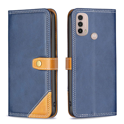 Funda de Cuero Cartera con Soporte Carcasa B02F para Motorola Moto E20 Azul