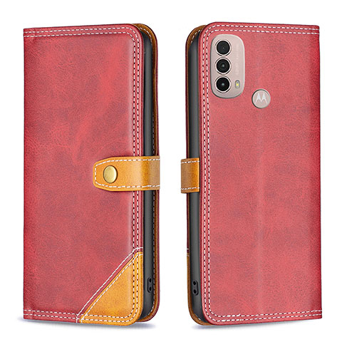 Funda de Cuero Cartera con Soporte Carcasa B02F para Motorola Moto E30 Rojo