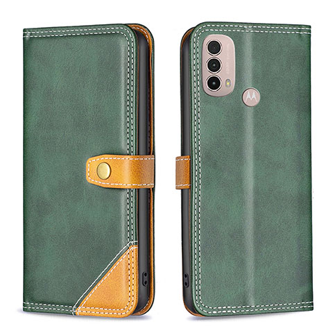 Funda de Cuero Cartera con Soporte Carcasa B02F para Motorola Moto E30 Verde