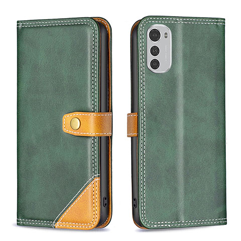 Funda de Cuero Cartera con Soporte Carcasa B02F para Motorola Moto E32 Verde