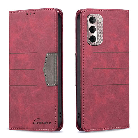 Funda de Cuero Cartera con Soporte Carcasa B02F para Motorola Moto G Stylus (2022) 5G Rojo