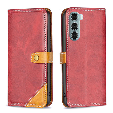 Funda de Cuero Cartera con Soporte Carcasa B02F para Motorola Moto G200 5G Rojo