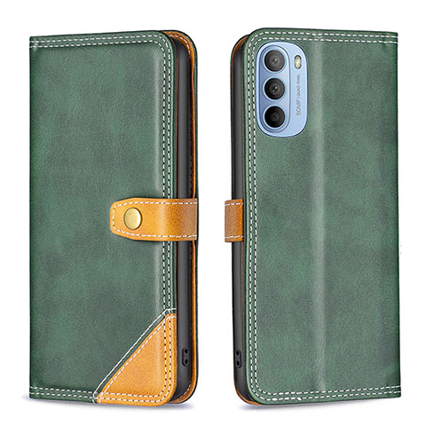 Funda de Cuero Cartera con Soporte Carcasa B02F para Motorola Moto G31 Verde