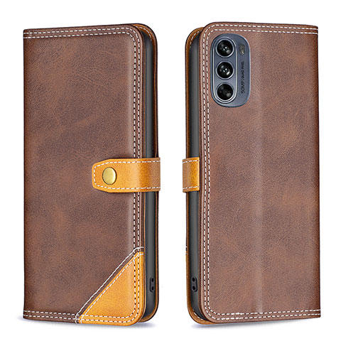 Funda de Cuero Cartera con Soporte Carcasa B02F para Motorola Moto G62 5G Marron