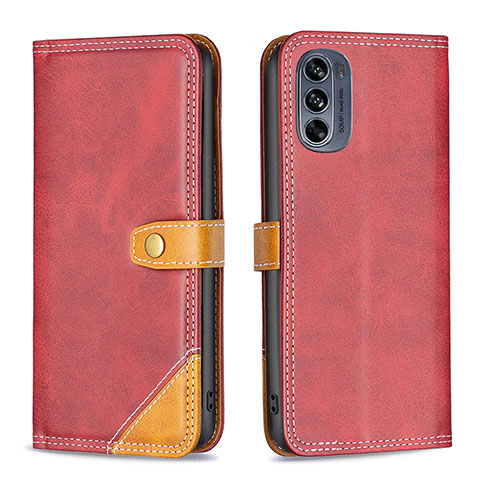 Funda de Cuero Cartera con Soporte Carcasa B02F para Motorola Moto G62 5G Rojo