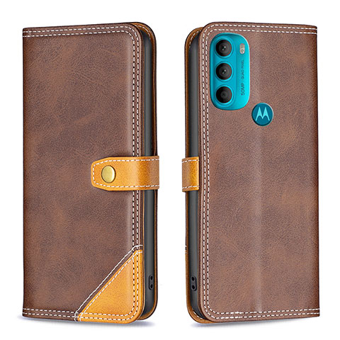 Funda de Cuero Cartera con Soporte Carcasa B02F para Motorola Moto G71 5G Marron