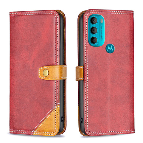 Funda de Cuero Cartera con Soporte Carcasa B02F para Motorola Moto G71 5G Rojo