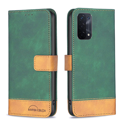 Funda de Cuero Cartera con Soporte Carcasa B02F para Oppo A54 5G Verde