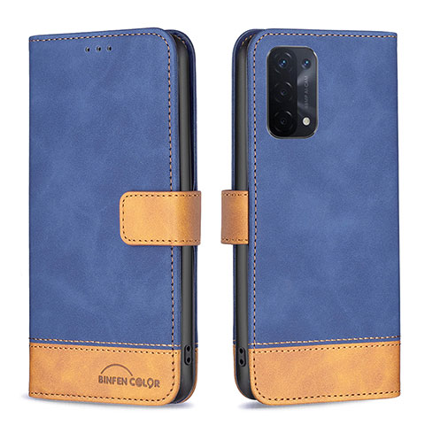 Funda de Cuero Cartera con Soporte Carcasa B02F para Oppo A74 5G Azul