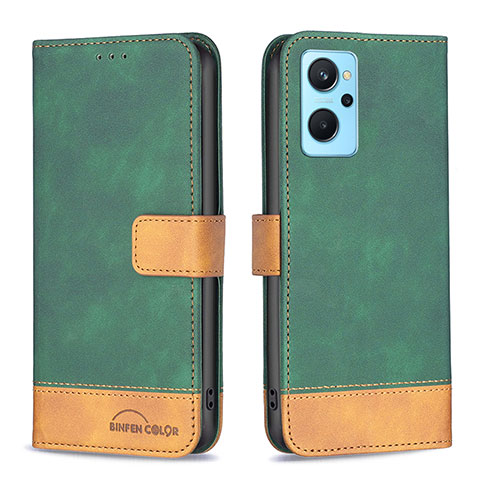 Funda de Cuero Cartera con Soporte Carcasa B02F para Oppo A96 4G Verde