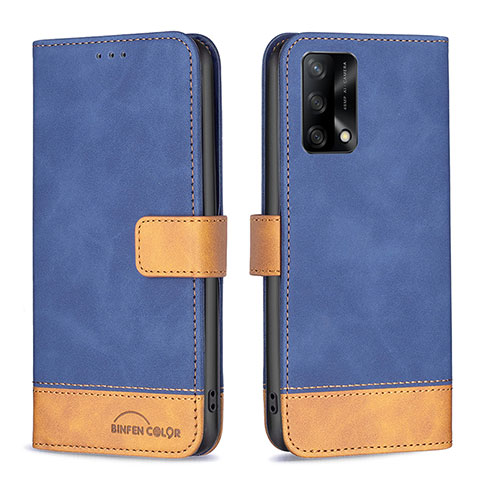 Funda de Cuero Cartera con Soporte Carcasa B02F para Oppo F19 Azul