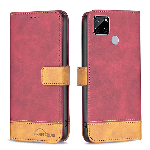 Funda de Cuero Cartera con Soporte Carcasa B02F para Realme 7i RMX2193 Rojo