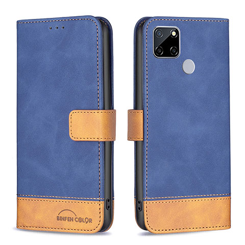 Funda de Cuero Cartera con Soporte Carcasa B02F para Realme Narzo 30A Azul