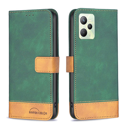 Funda de Cuero Cartera con Soporte Carcasa B02F para Realme Narzo 50A Prime Verde