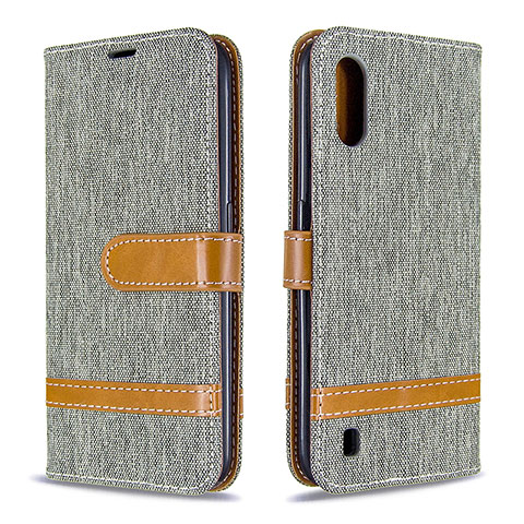 Funda de Cuero Cartera con Soporte Carcasa B02F para Samsung Galaxy A01 SM-A015 Gris