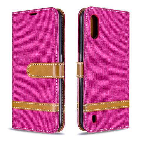 Funda de Cuero Cartera con Soporte Carcasa B02F para Samsung Galaxy A01 SM-A015 Rosa Roja