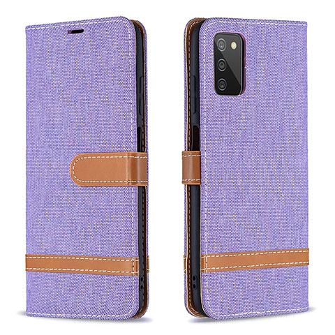 Funda de Cuero Cartera con Soporte Carcasa B02F para Samsung Galaxy A02s Purpura Claro