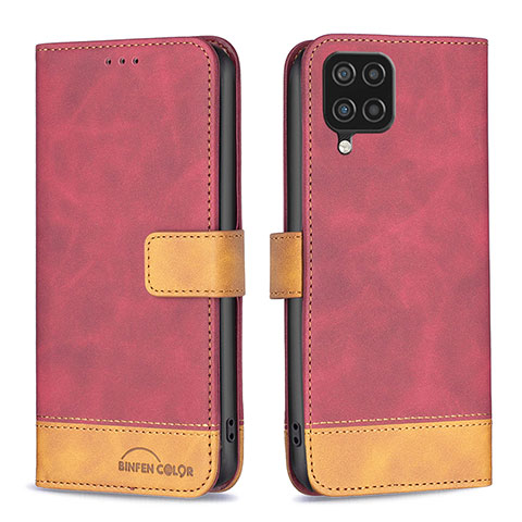 Funda de Cuero Cartera con Soporte Carcasa B02F para Samsung Galaxy A12 5G Rojo