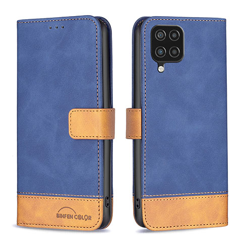 Funda de Cuero Cartera con Soporte Carcasa B02F para Samsung Galaxy A12 Azul