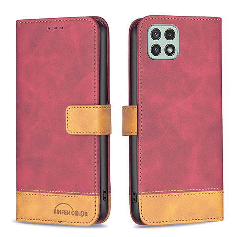 Funda de Cuero Cartera con Soporte Carcasa B02F para Samsung Galaxy A22s 5G Rojo