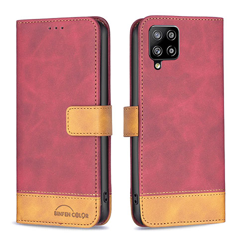 Funda de Cuero Cartera con Soporte Carcasa B02F para Samsung Galaxy A42 5G Rojo