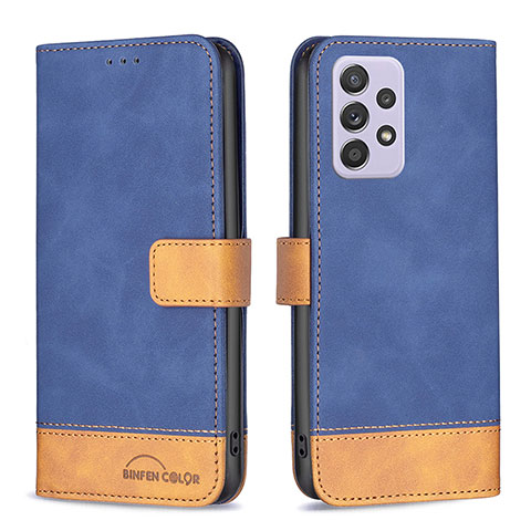 Funda de Cuero Cartera con Soporte Carcasa B02F para Samsung Galaxy A52s 5G Azul