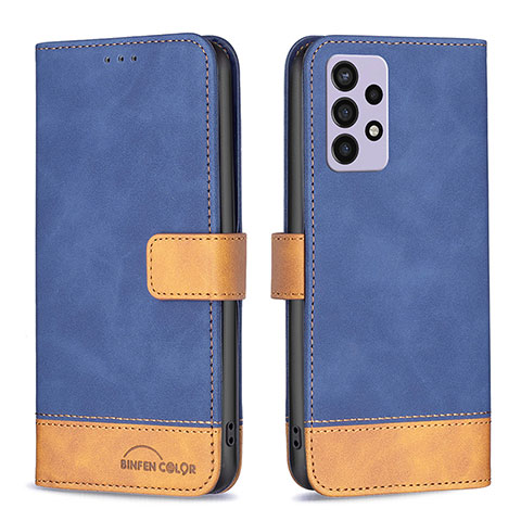 Funda de Cuero Cartera con Soporte Carcasa B02F para Samsung Galaxy A72 4G Azul