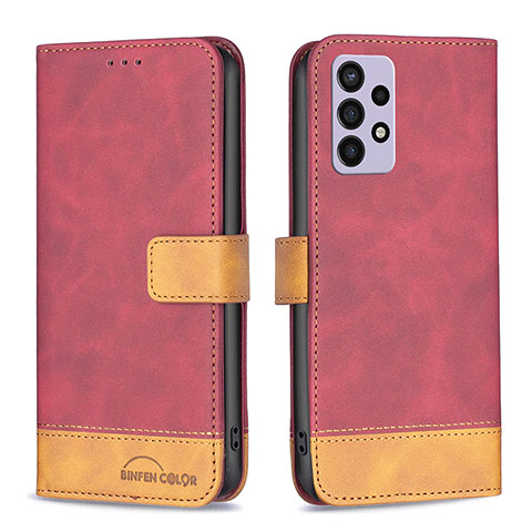 Funda de Cuero Cartera con Soporte Carcasa B02F para Samsung Galaxy A72 4G Rojo