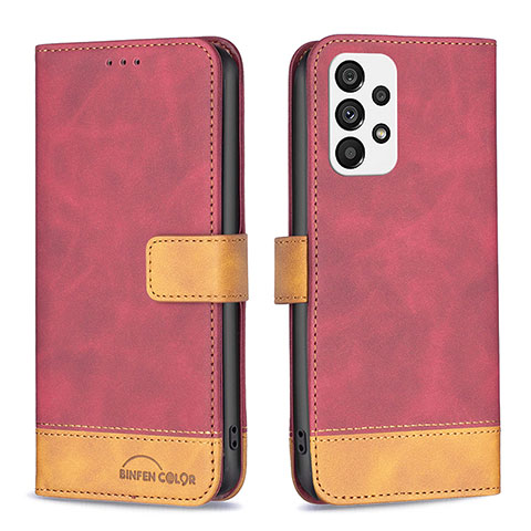 Funda de Cuero Cartera con Soporte Carcasa B02F para Samsung Galaxy A73 5G Rojo