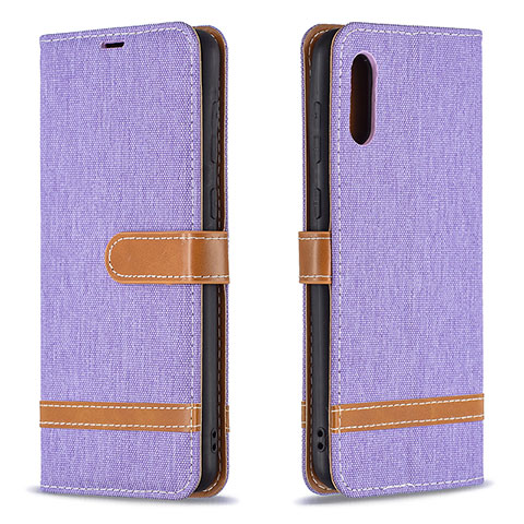 Funda de Cuero Cartera con Soporte Carcasa B02F para Samsung Galaxy M02 Purpura Claro