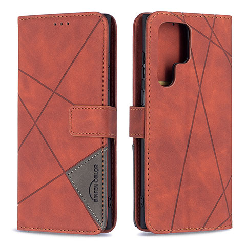 Funda de Cuero Cartera con Soporte Carcasa B02F para Samsung Galaxy S21 Ultra 5G Marron